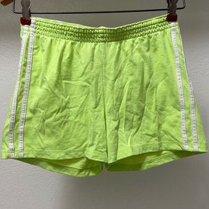 Faded Glory Girls XL 14-16 Neon Green Athletic Swim Shorts with White Stripes